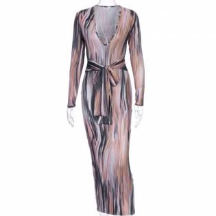 Inns women V-neck sexy long sleeved dress