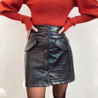 inns-women's-croc-design-high-waist-leather-skirt