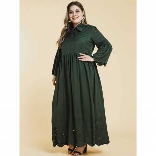 green-plus-size-angels-casual-hollow-out-gown