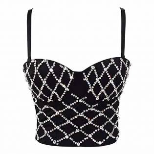 diamond-encrusted denim camisole