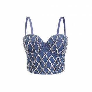 diamond-encrusted denim camisole