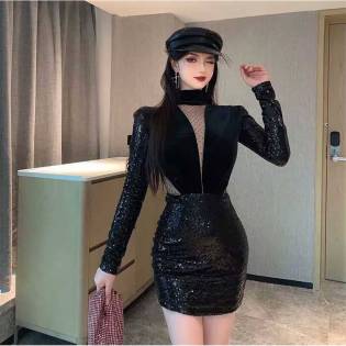 sexy sequin-velvet gown