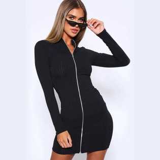 inns sexy zipper stretchy dress
