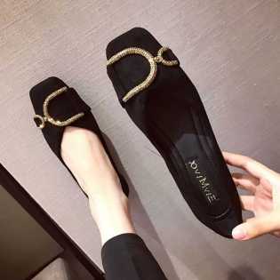 square toe suede flat shoes