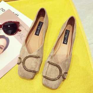 square toe suede flat shoes