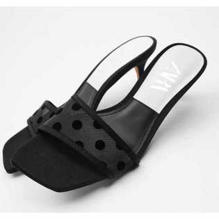 zara summer polka dot mesh heels