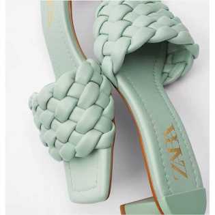 zara classic braided square toe heels