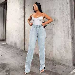 high waist ladies denim pants