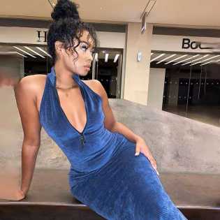 celebrity sleeveless zipper slit dress