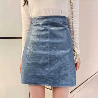 croc print leather skirt
