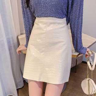 croc print leather skirt