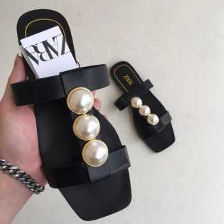 ladies beaded flat summer slippers