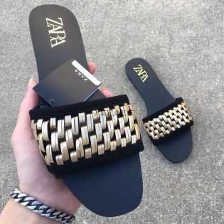 zara woven beach flats