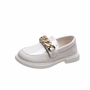 korean new fashion metal chain leather shoes