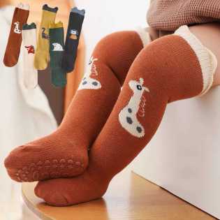 4pieces baby unisex pure cotton anti-slip long socks