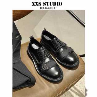 retro leather casual buckle shoes