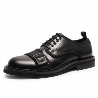 retro leather casual buckle shoes