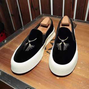 tassel embroidered velvet loafers
