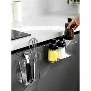 transparent cabinet door storage clamp-type bin