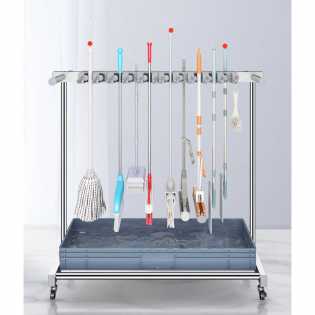 Mobile Stainless Steel Floor Mop Rack