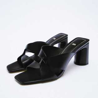 ZA2023 new women's leather open toe heels