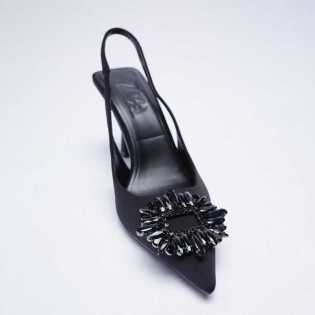 ZA2023 women's rhinester high heels pointed temperament Mueller shoes
