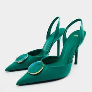 ZA2022 summer new women's green ornaments high heel Mueller shoes