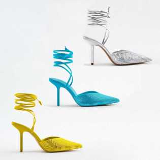 ZA2022 autumn women's shoes bright rhinestones French lace-up pointed shoes