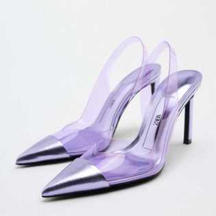 ZA2022 summer new purple transparent French women's fine heel Mueller shoes