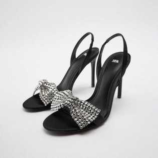 ZA2022 summer new women's glossy rhinedrill bow high stiletto heels ZA2022 summer new women's glossy rhinedrill bow high stiletto heels