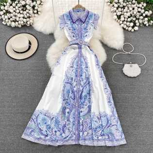 Retro palace style goddess celebrity temperament elegant A-line long dress