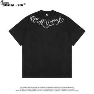 niche design American High street suede letter short sleeve T-shirt men's fashion brand oversize ret niche design American High street suede letter short sleeve T-shirt men's fashion brand oversize ret