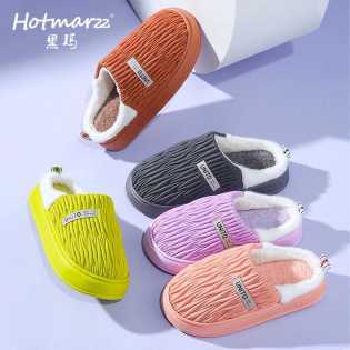 Cotton slippers female autumn and winter warm couple home indoor with velvet non-slip soft thick sol