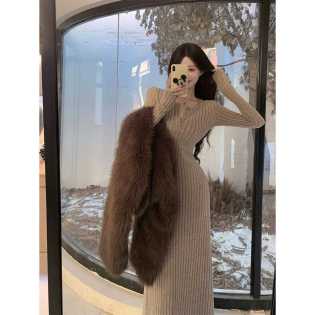 French advanced sense semi-open collar long-sleeved dress female autumn God Fanny pack hip skirt French advanced sense semi-open collar long-sleeved dress female autumn God Fanny pack hip skirt