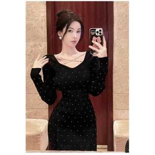 catties high royal sister wind long sleeve dress female mature sexy slim knit wrap hip skirt catties high royal sister wind long sleeve dress female mature sexy slim knit wrap hip skirt