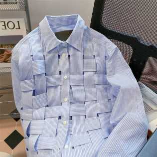French fringe braid plaid long-sleeved shirt men's and women's spring and autumn oversize design