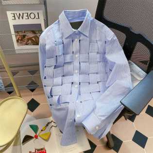 French fringe braid plaid long-sleeved shirt men's and women's spring and autumn oversize design