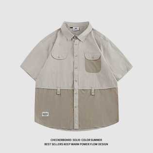 GINAAVV summer cargo patchwork casual shirt popular