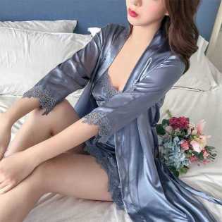 Spring and autumn sexy pajamas women lace two-piece summer women short-sleeve
