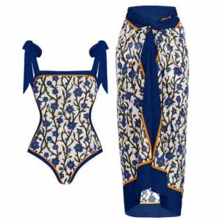 2024 European and American printed retro hot spring bathing suit
