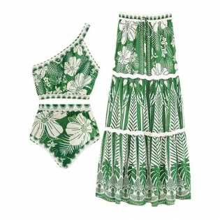 2024 new retro split swimsuit Europe and the United States sexy one-shoulder swimsuit m