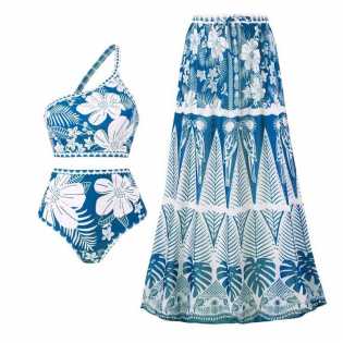 2024 new retro split swimsuit Europe and the United States sexy one-shoulder swimsuit m