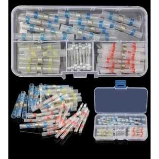 100pcs Solder Seal Wire Connectors Kit Heat Shrink Butt Terminals Connectors Waterproof Insulated Sp
