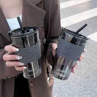 285ML High Beauty Wind Bamboo Glass Cup Summer Straw Large Capacity Women's Straw Cup