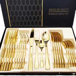 Italian 304 stainless steel steak knife, fork and spoon 24-piece set