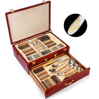 72-84-piece set steak knife and fork light luxury gift box Western tableware set stainless steel spo