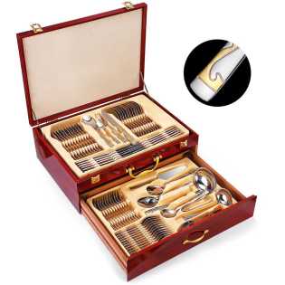 72-84-piece set steak knife and fork light luxury gift box Western tableware set stainless steel spo