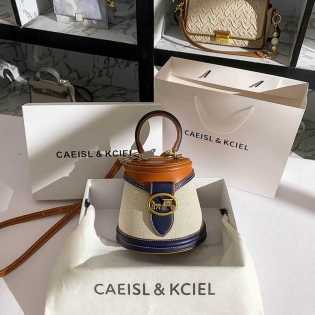 CAEISL&KCIEL bag women's bag canvas contrast color bucket bag