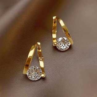 French design sense super shiny exquisite versatile micro-inlaid zircon round ear buckle women's ear