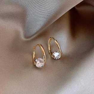 French design sense super shiny exquisite versatile micro-inlaid zircon round ear buckle women's ear